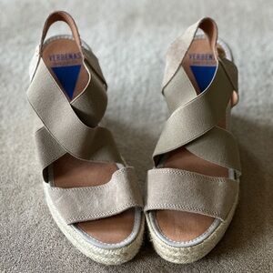 Verbenas Women's Espadrille Tan Suede Wedge Sandals Size 8.5 (US) / 40 EU, Boho